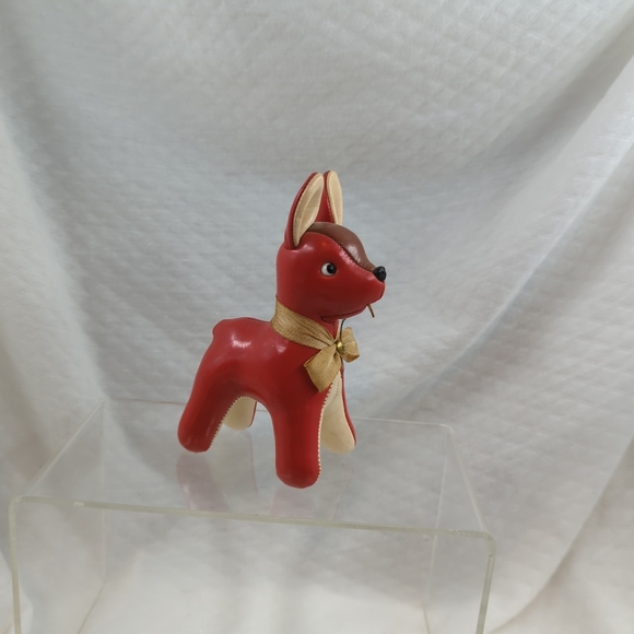 1950's vintage red leather (?) deer MCM Christmas - Picture 4 of 4
